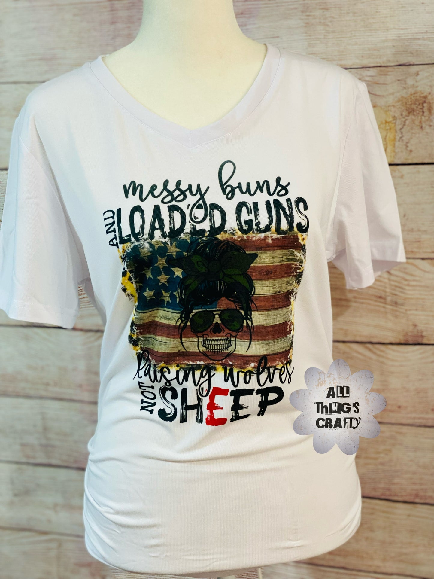 messy buns and loaded guns tee