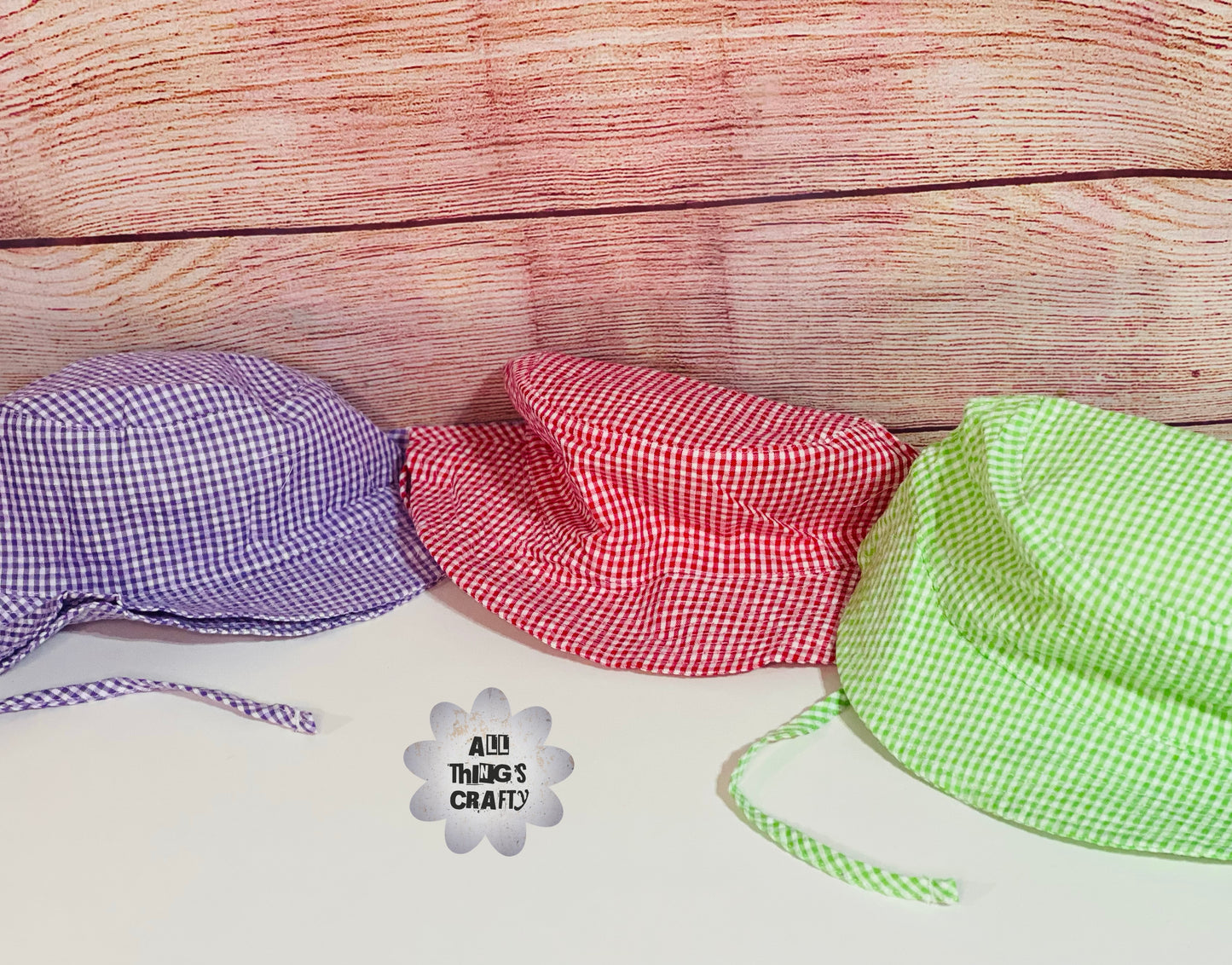 kids bucket gingham hats