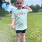 school bus apple embroidered tee