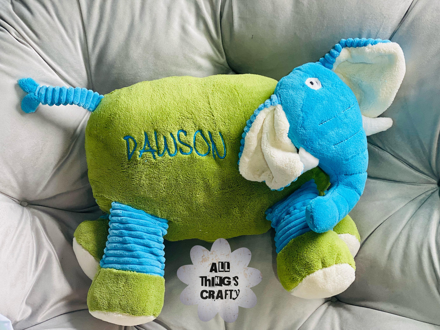 Elephant Pillow With Name Embroidered